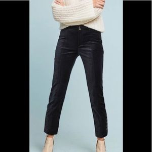 Essential velvet slim trouser in forest green